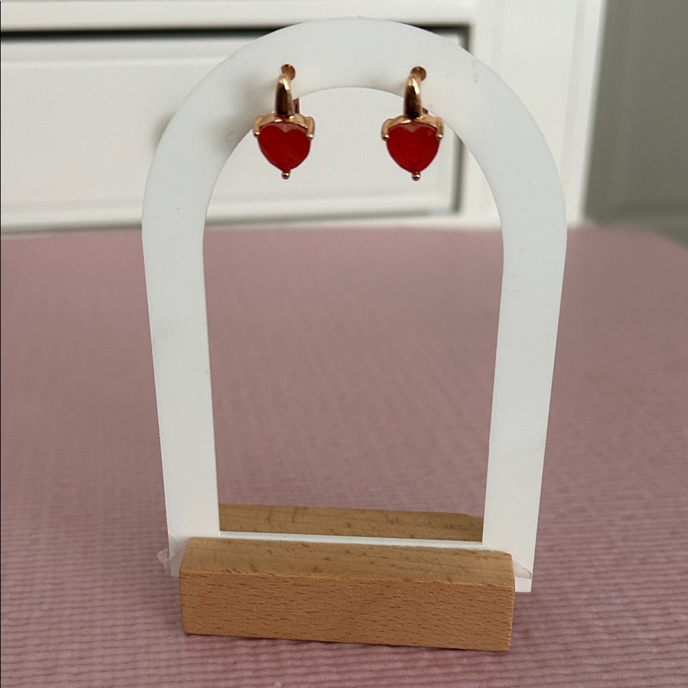 Pretty Bird Red Heart Earrings